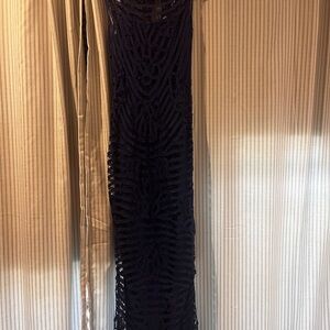 Elegant Navy/blue Crochet Maxi Dress
